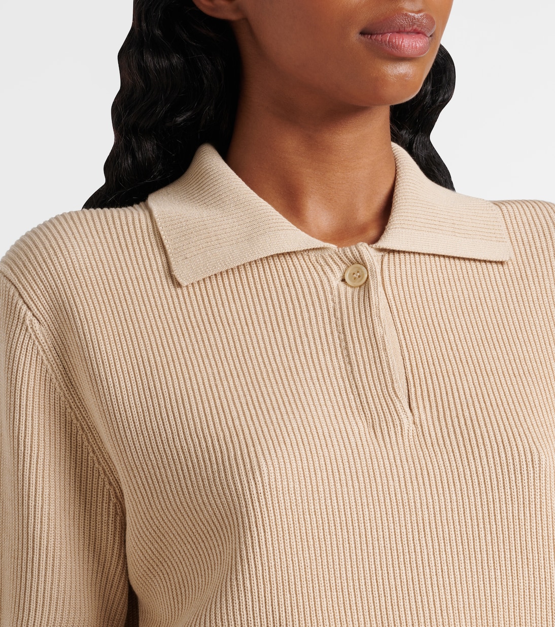 Ribbed-knit silk and cotton polo shirt | Vince
