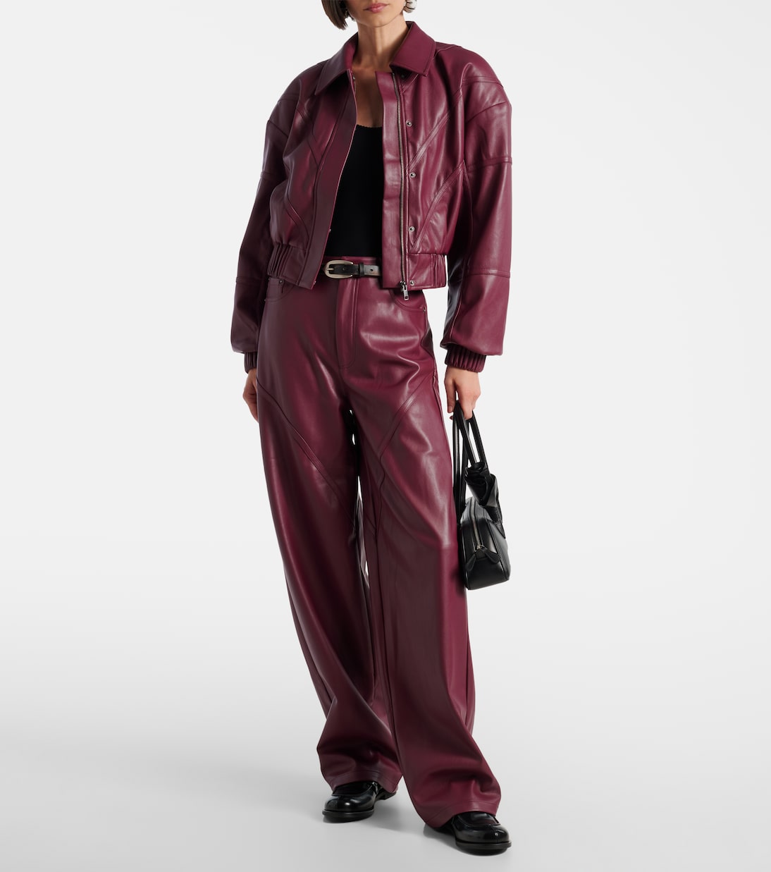 Mid-rise faux leather wide-leg pants | Rotate