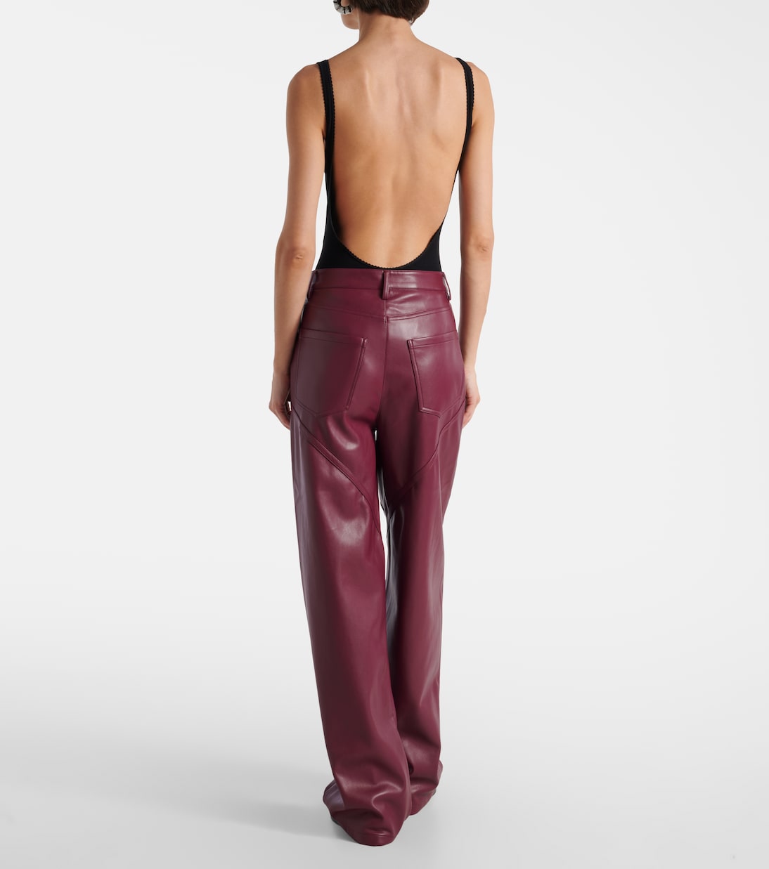 Mid-rise faux leather wide-leg pants | Rotate