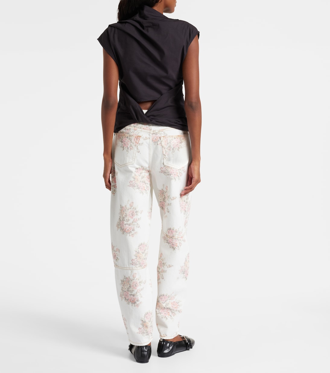 Ruched cotton-blend top | Ganni