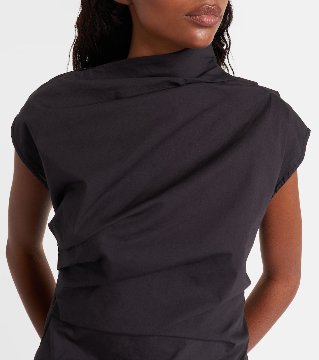 Ruched cotton-blend top | Ganni