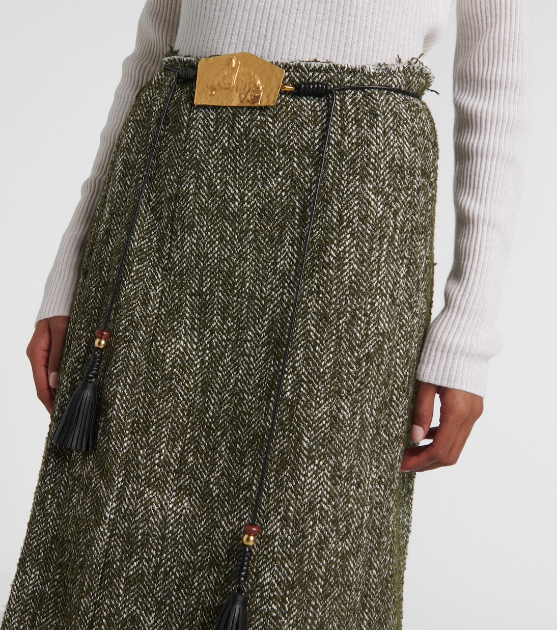 Herringbone midi skirt | Xu Zhi