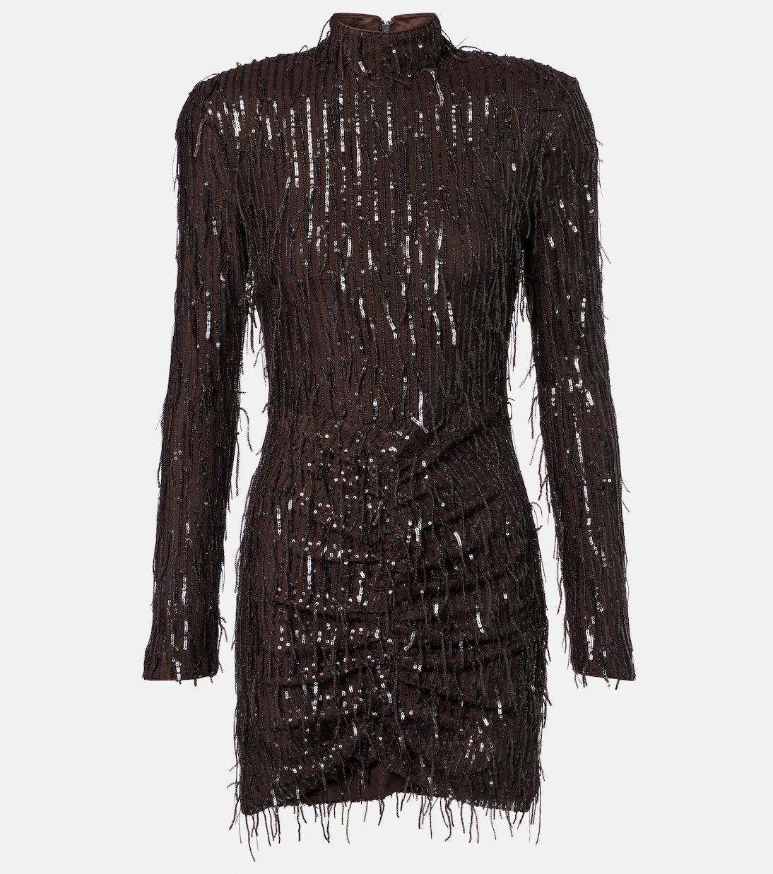 Fringed ruched sequined mesh minidress | Rotate