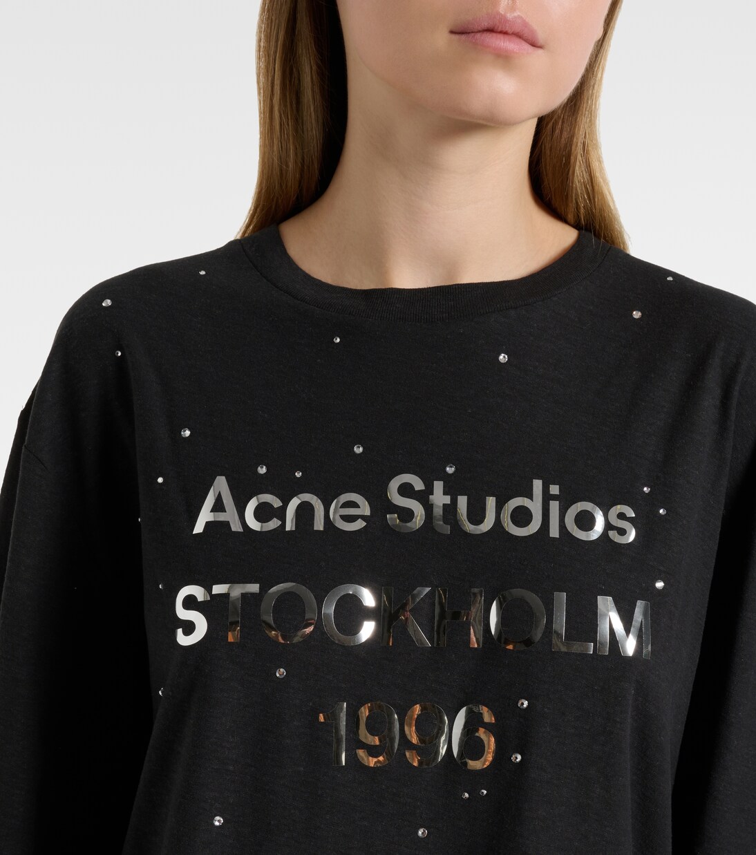 Embellished logo cotton and hemp jersey T-shirt | Acne Studios