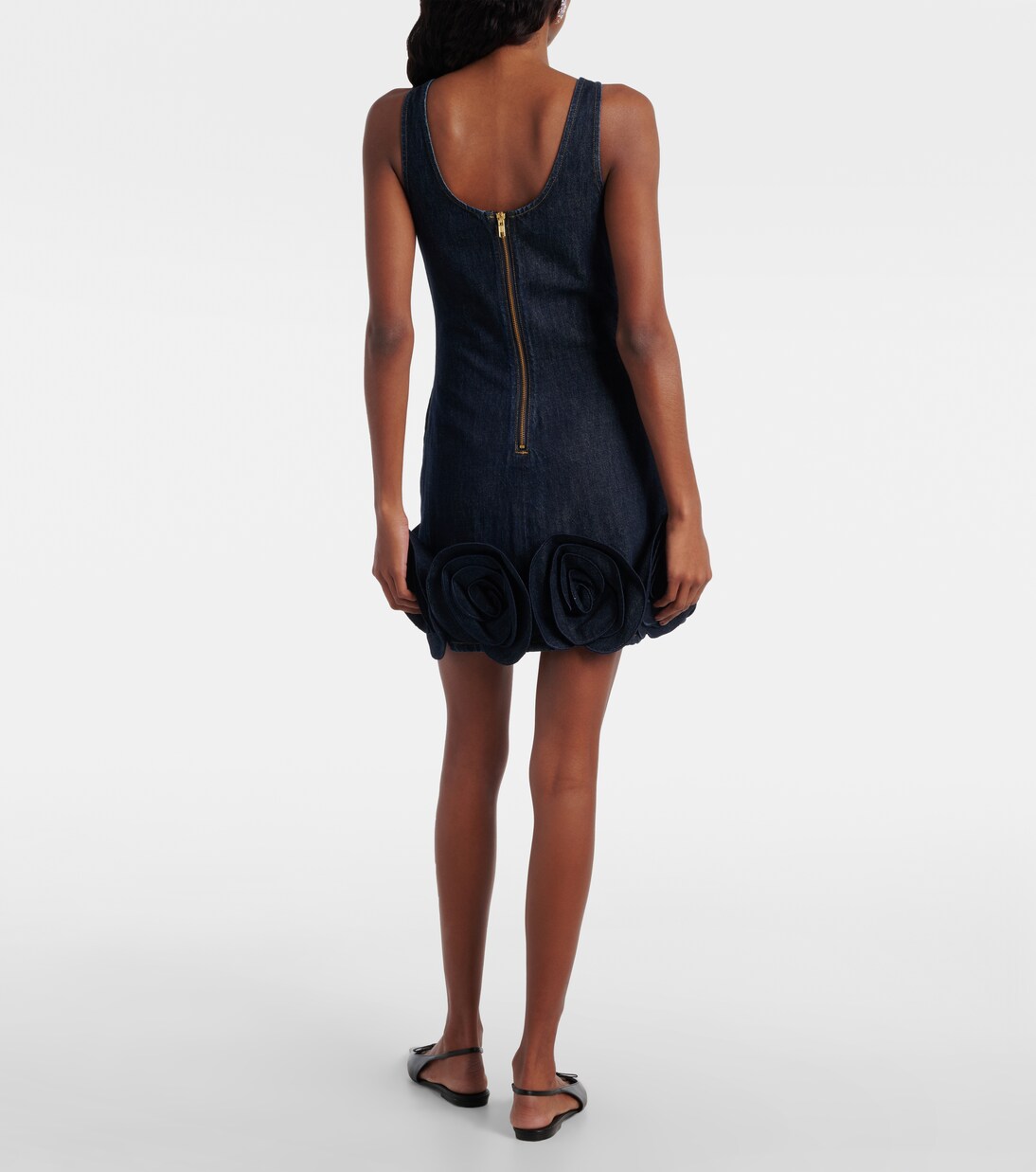 فستان بوستيه من الدنيم مع تزيين بورود أبليكيه | Self-Portrait