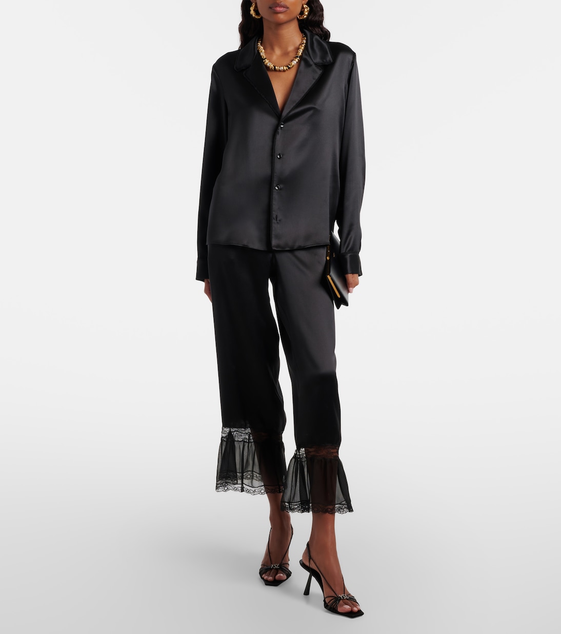 Pantalon ample en satin de soie | Saint Laurent