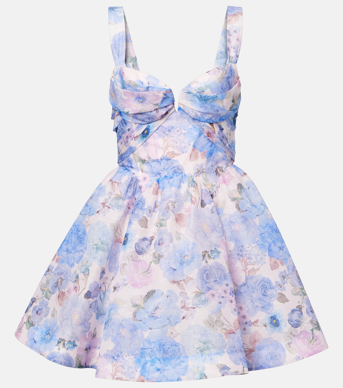 Rebellion floral draped linen and silk minidress | Zimmermann