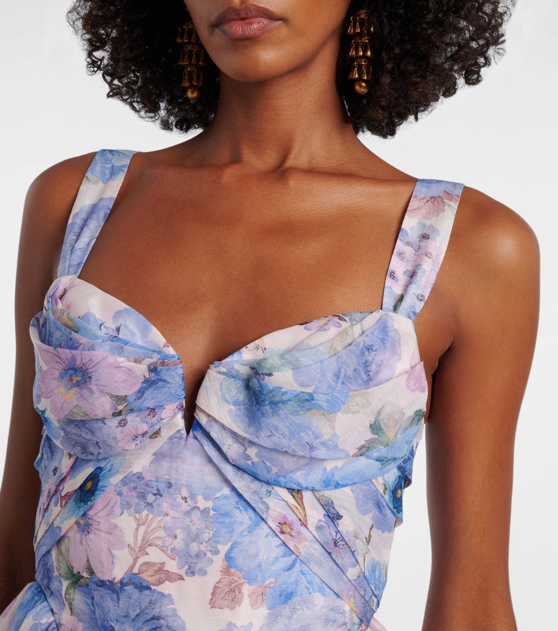 Rebellion floral draped linen and silk minidress | Zimmermann
