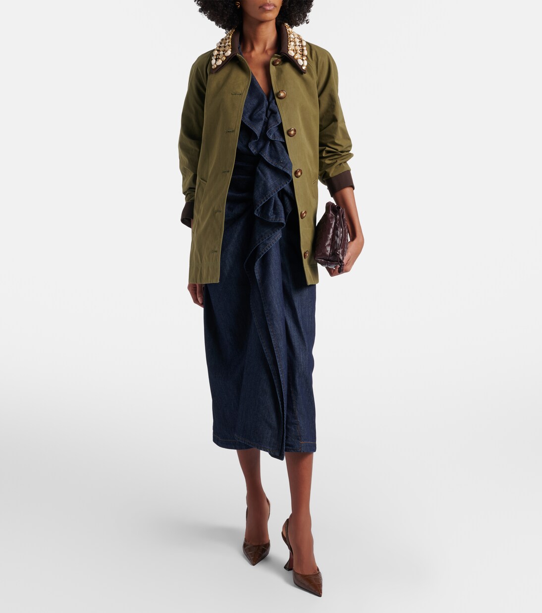 Holli croc-effect leather slingback pumps | Amina Muaddi