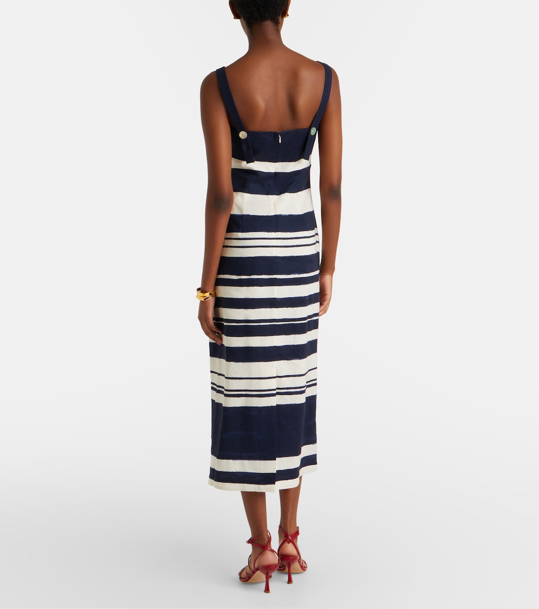 Ella striped linen-blend midi dress | Veronica Beard