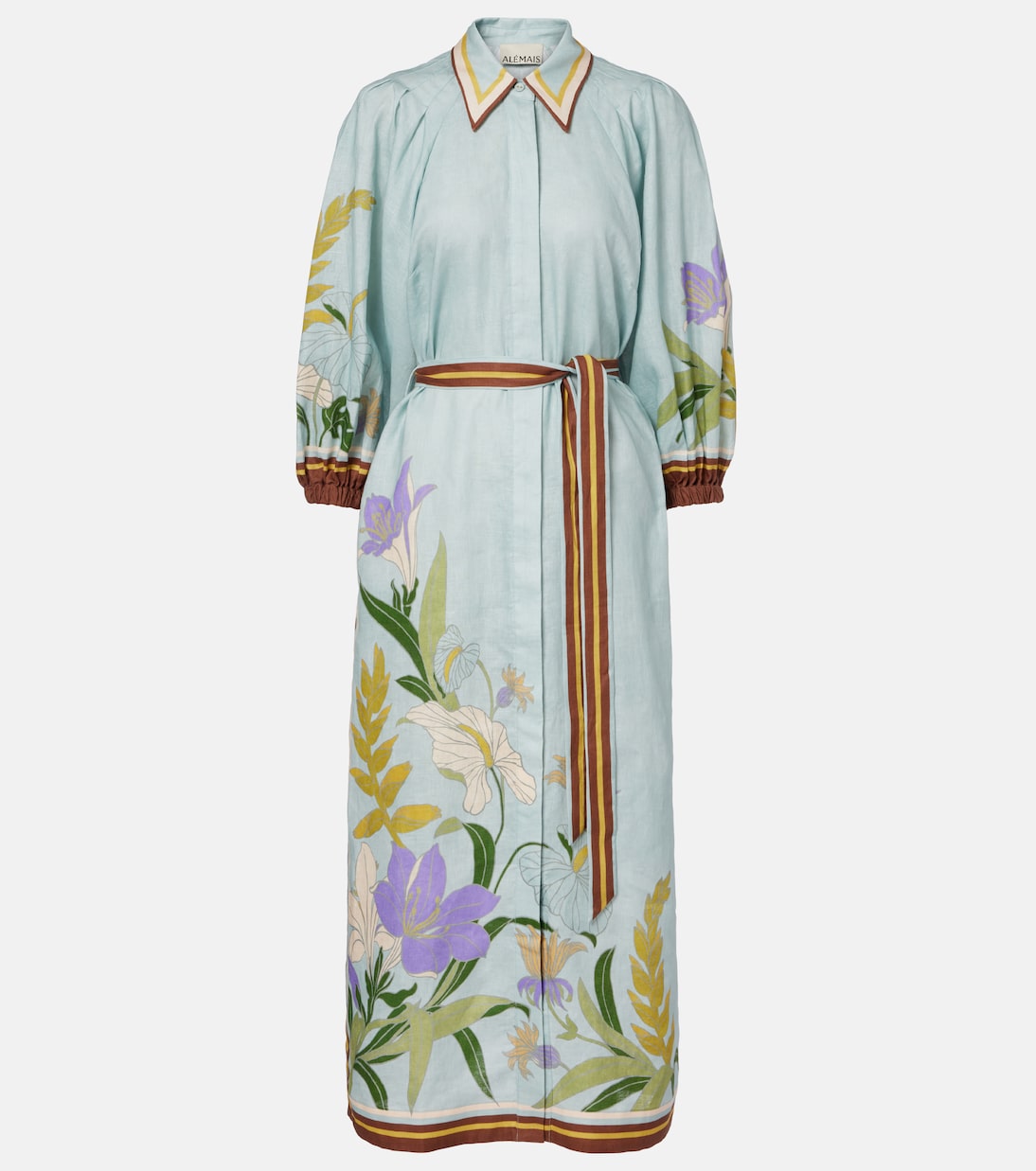Belted floral linen shirt dress | Alémais