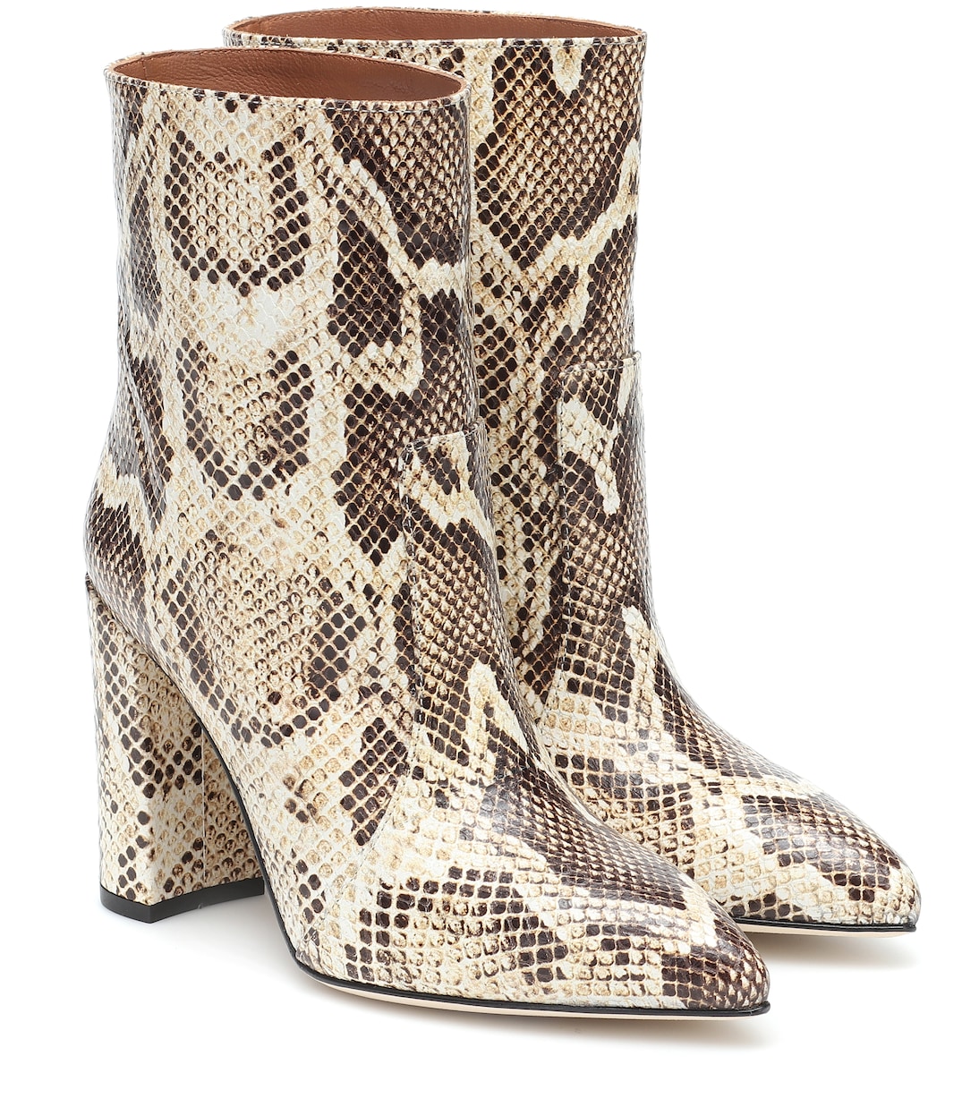Snake-effect leather ankle boots | Paris Texas