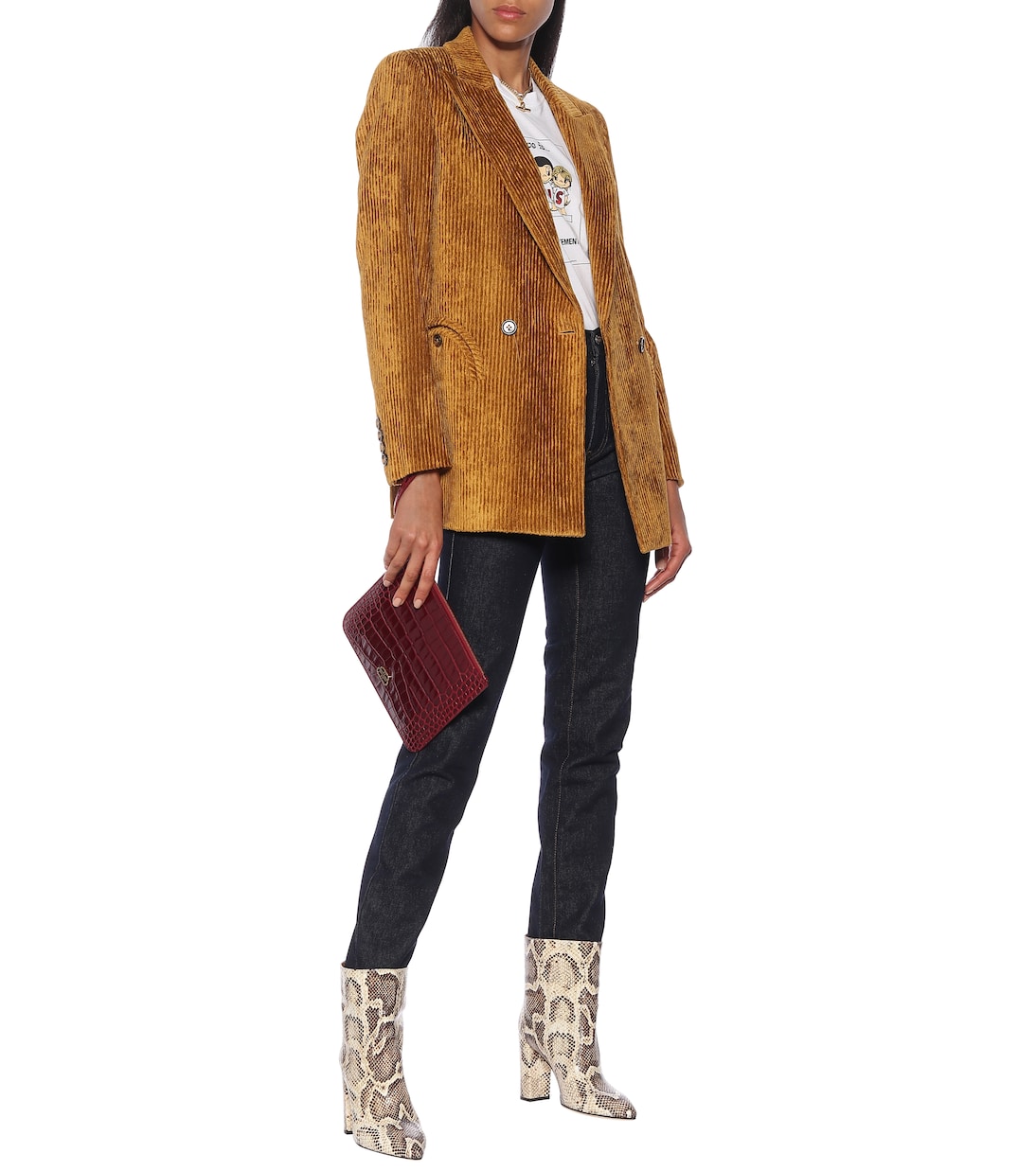 Snake-effect leather ankle boots | Paris Texas