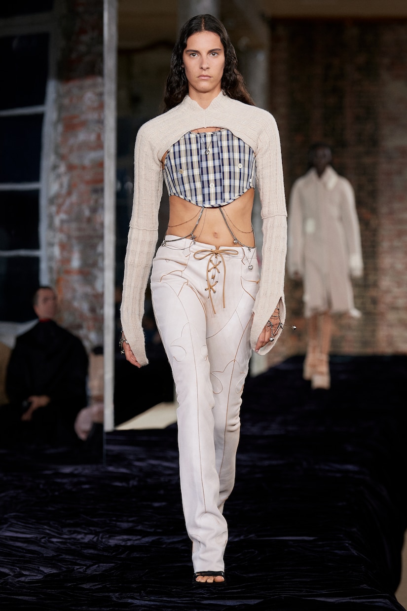 Checked cotton-blend bustier | Acne Studios