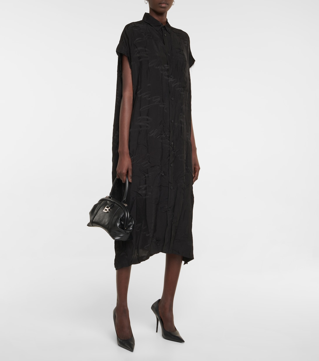 Logo jacquard silk midi dress | Balenciaga
