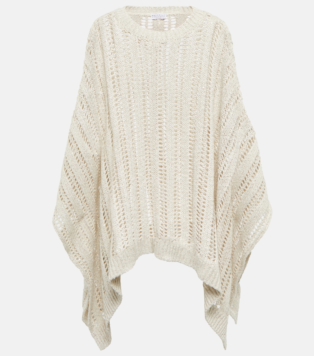 Poncho in misto lino e cotone | Brunello Cucinelli