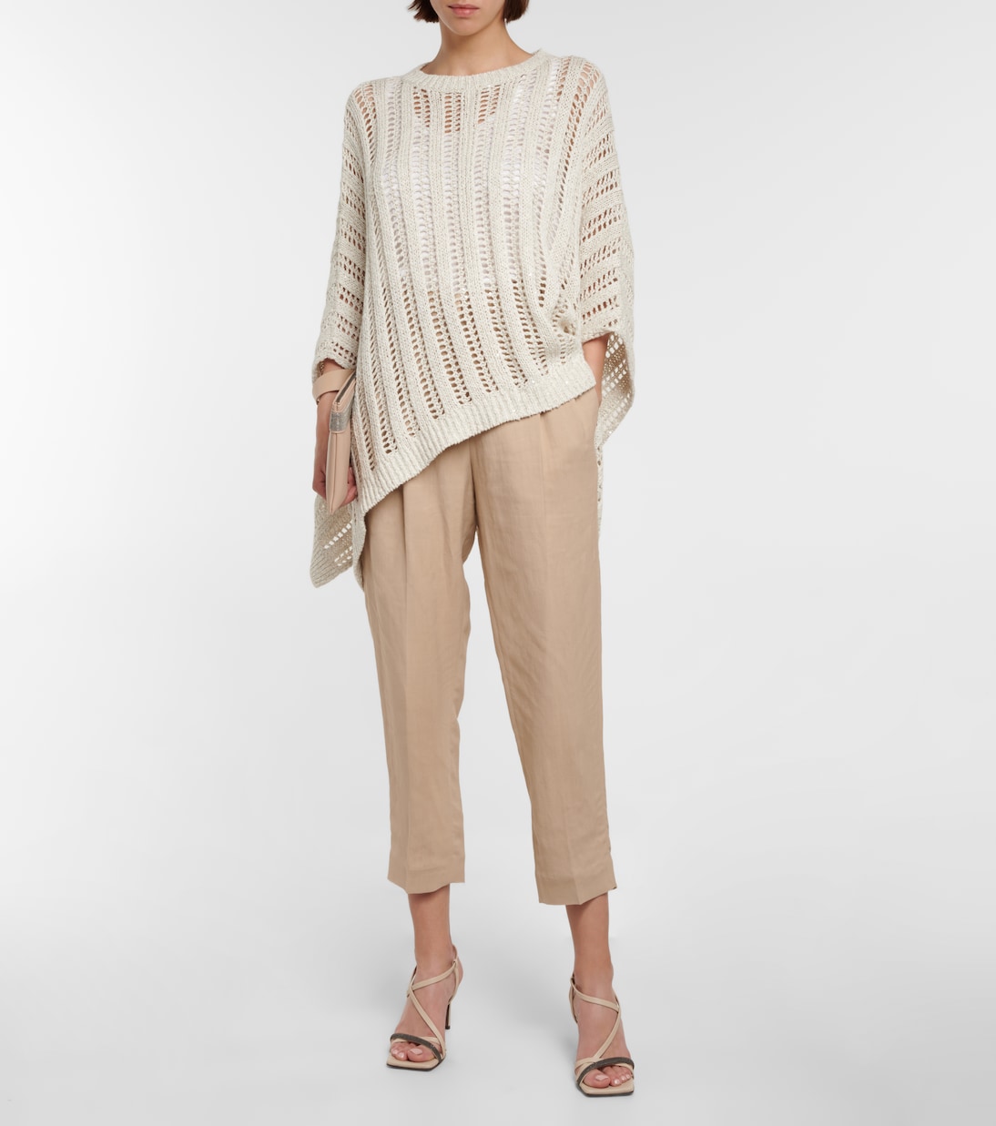 Poncho in misto lino e cotone | Brunello Cucinelli