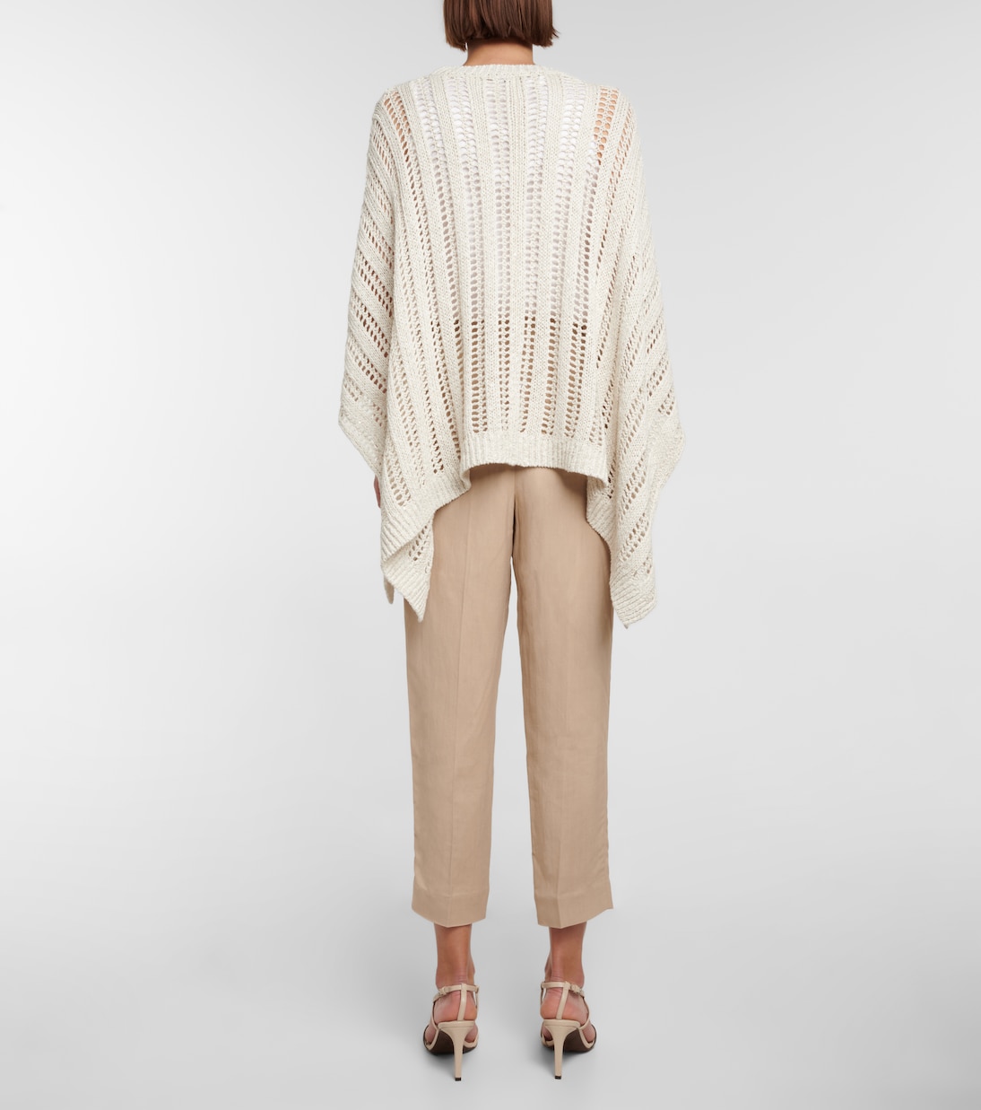 Poncho in misto lino e cotone | Brunello Cucinelli