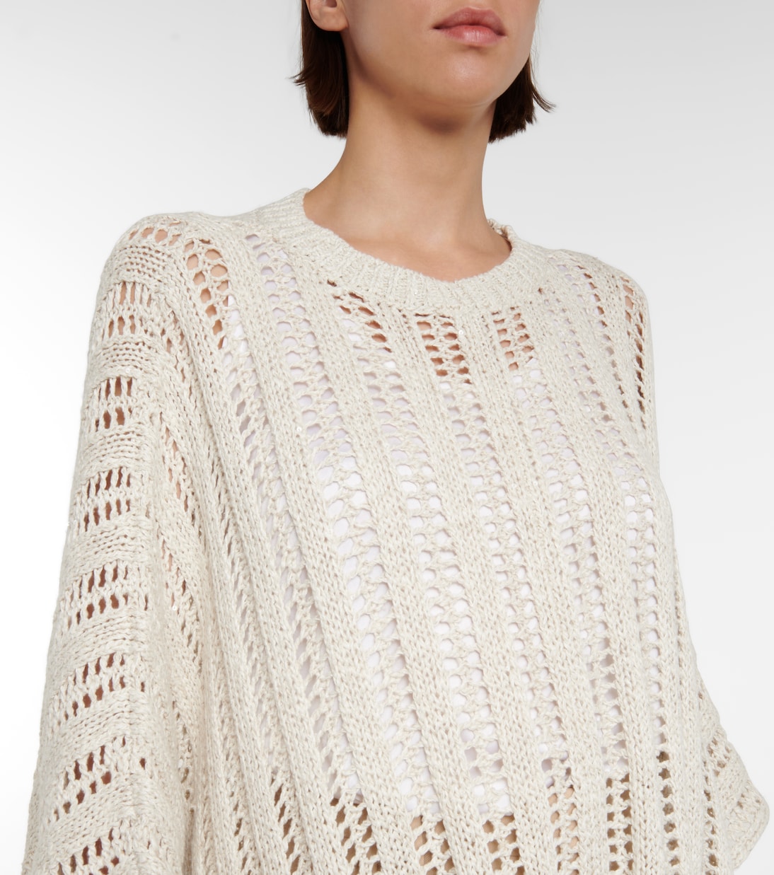 Poncho in misto lino e cotone | Brunello Cucinelli