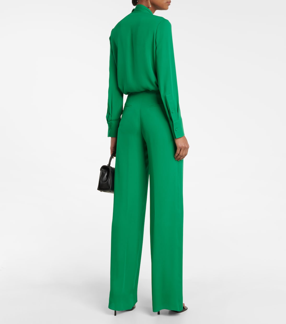 Pantalon ample à taille haute en soie | Valentino
