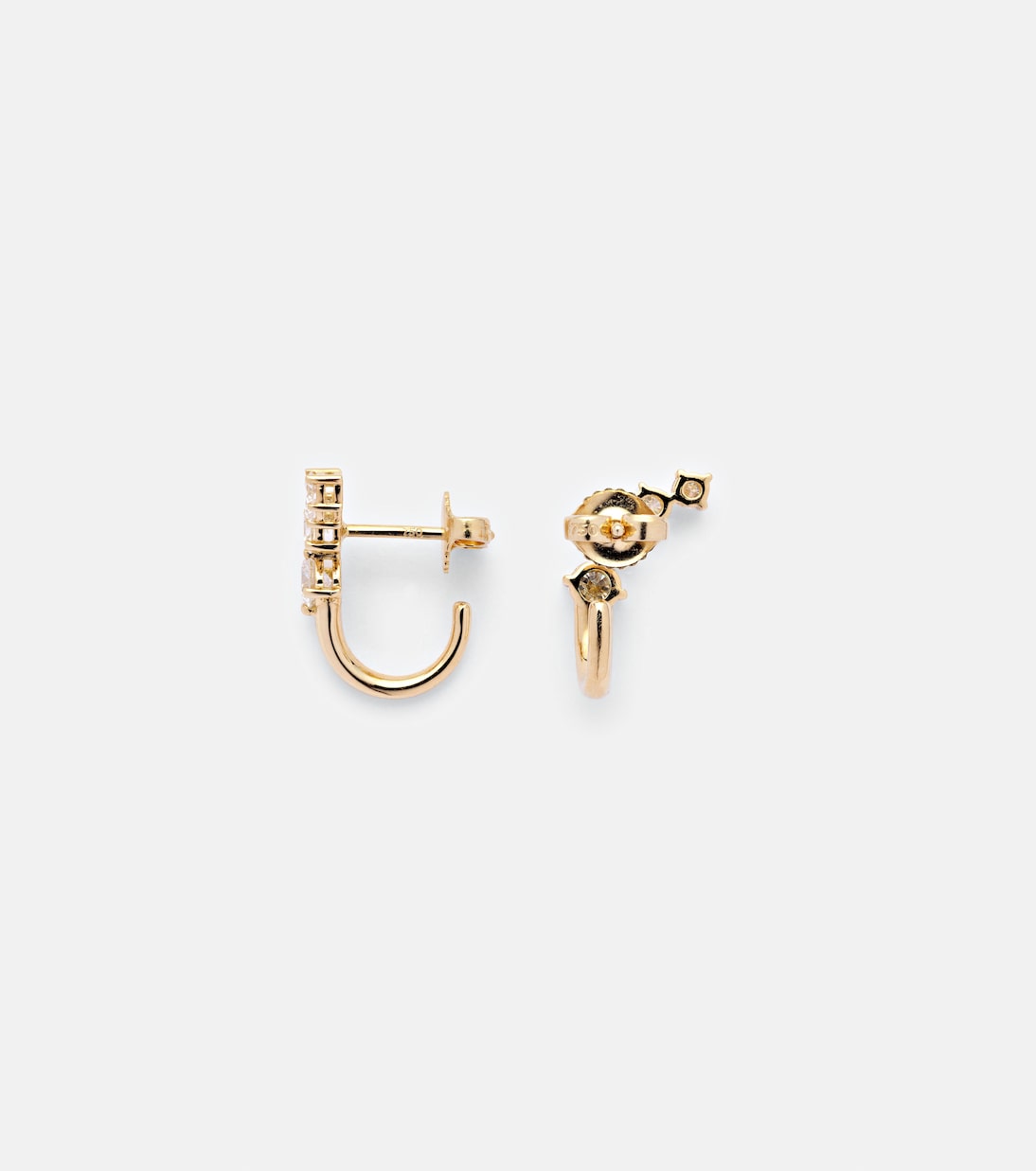 Orecchini Aria Dagger Huggie in oro 18kt con diamanti, design giovane e moderno