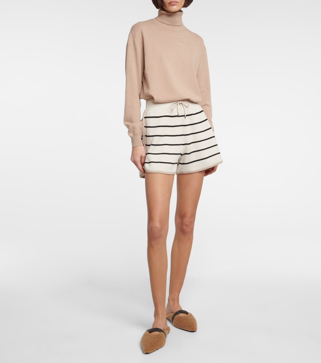 Shorts in cotone a righe | Brunello Cucinelli