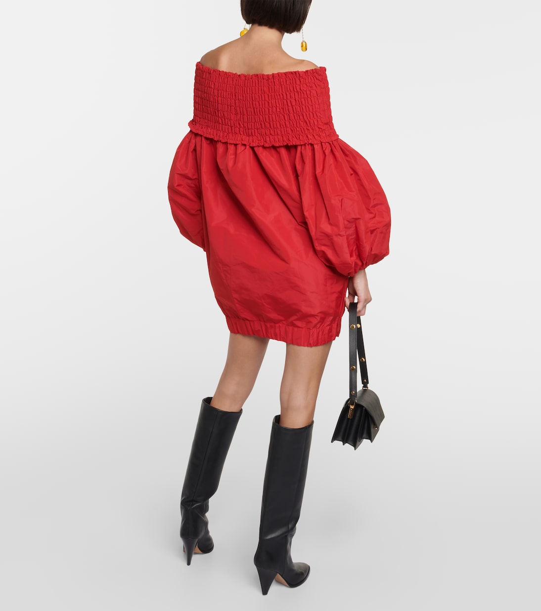 Smocked off-shoulder crêpe minidress | Patou
