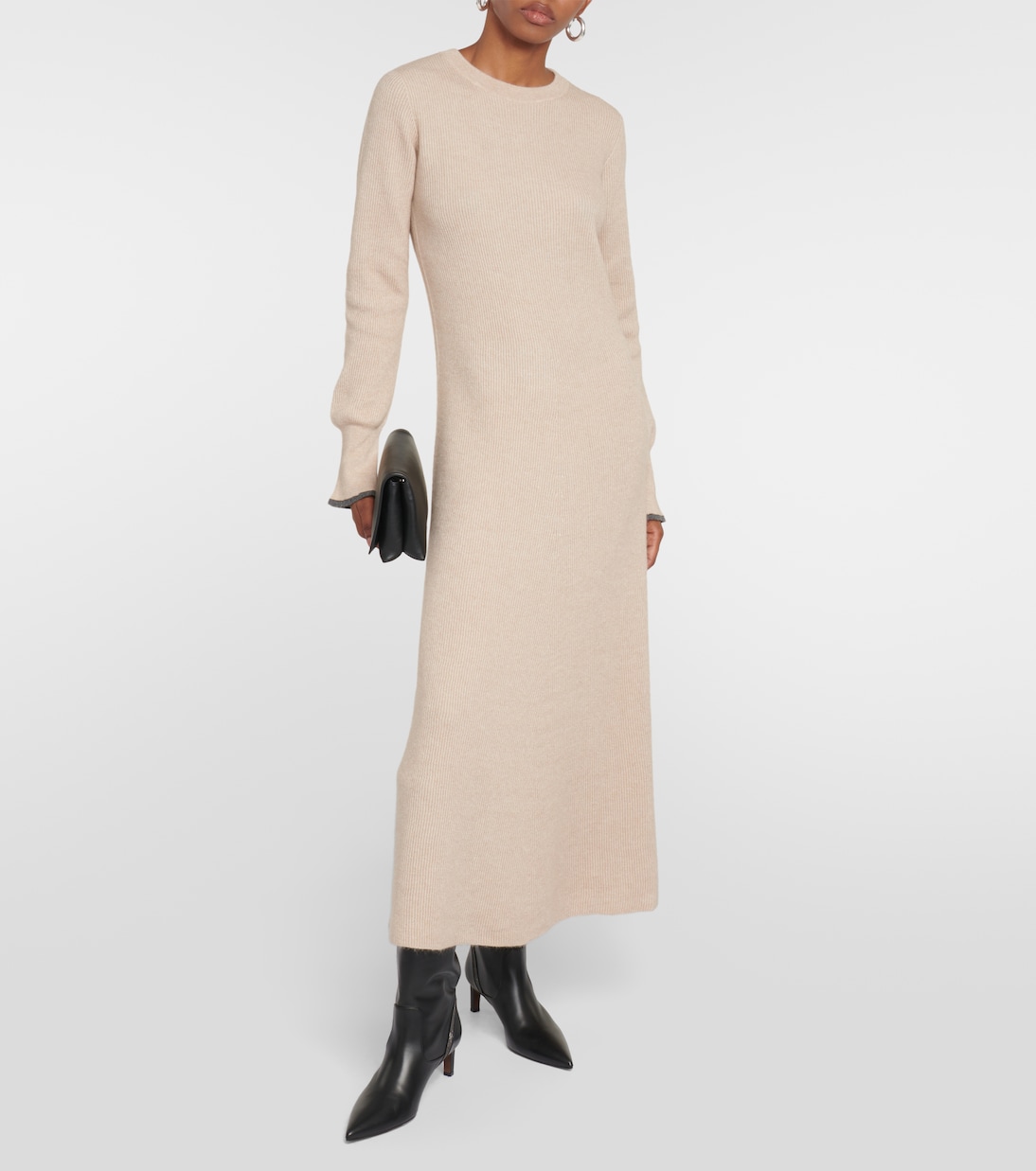 Alpaca and cotton-blend midi dress | Brunello Cucinelli