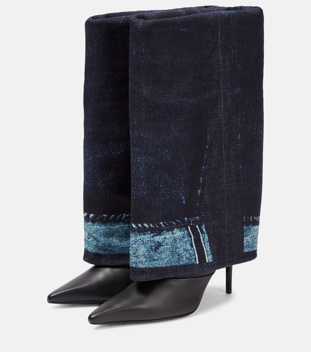 x Jean Paul Gaultier botas en denim y piel | Jimmy Choo