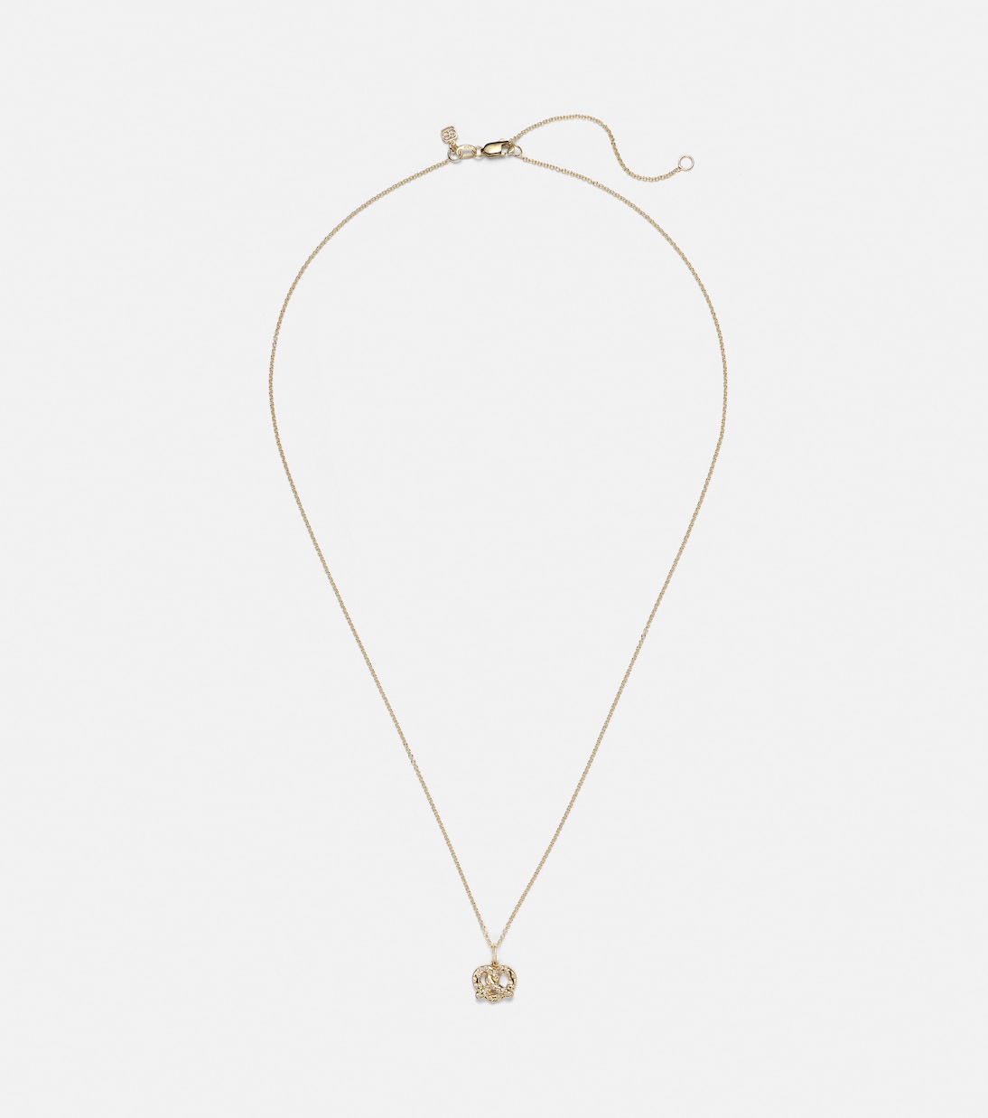 Collana charm in oro 14kt con design a pretzel e dettagli diamantati per giovani trendy
