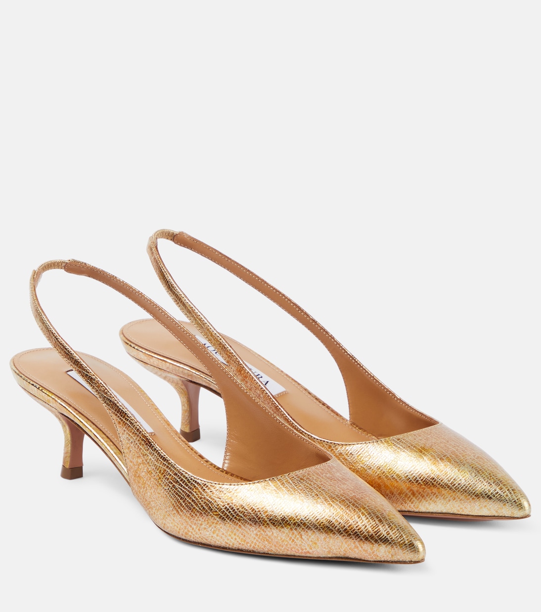 Slingback-Pumps Purist 50 aus Metallic-Leder | Aquazzura