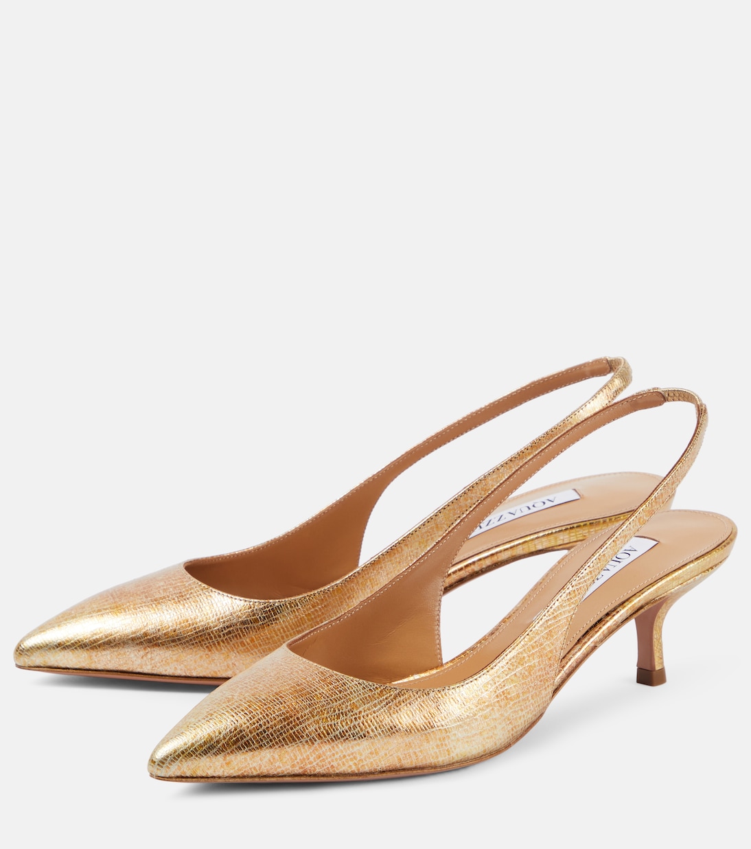 Slingback-Pumps Purist 50 aus Metallic-Leder | Aquazzura