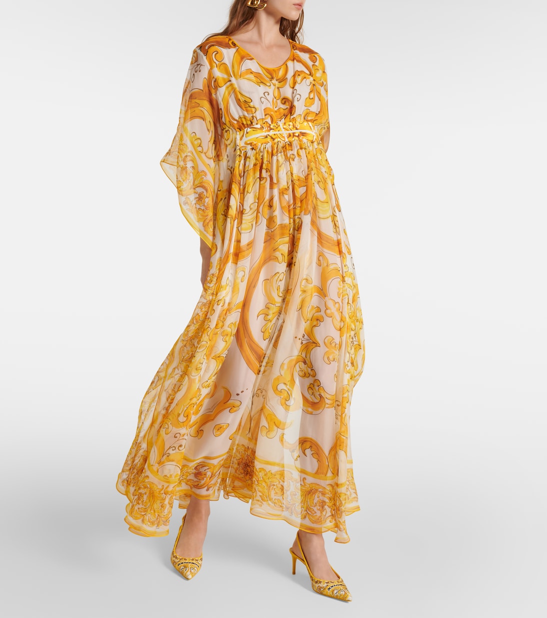 Maxikleid Majolica aus Seidenchiffon | Dolce&Gabbana