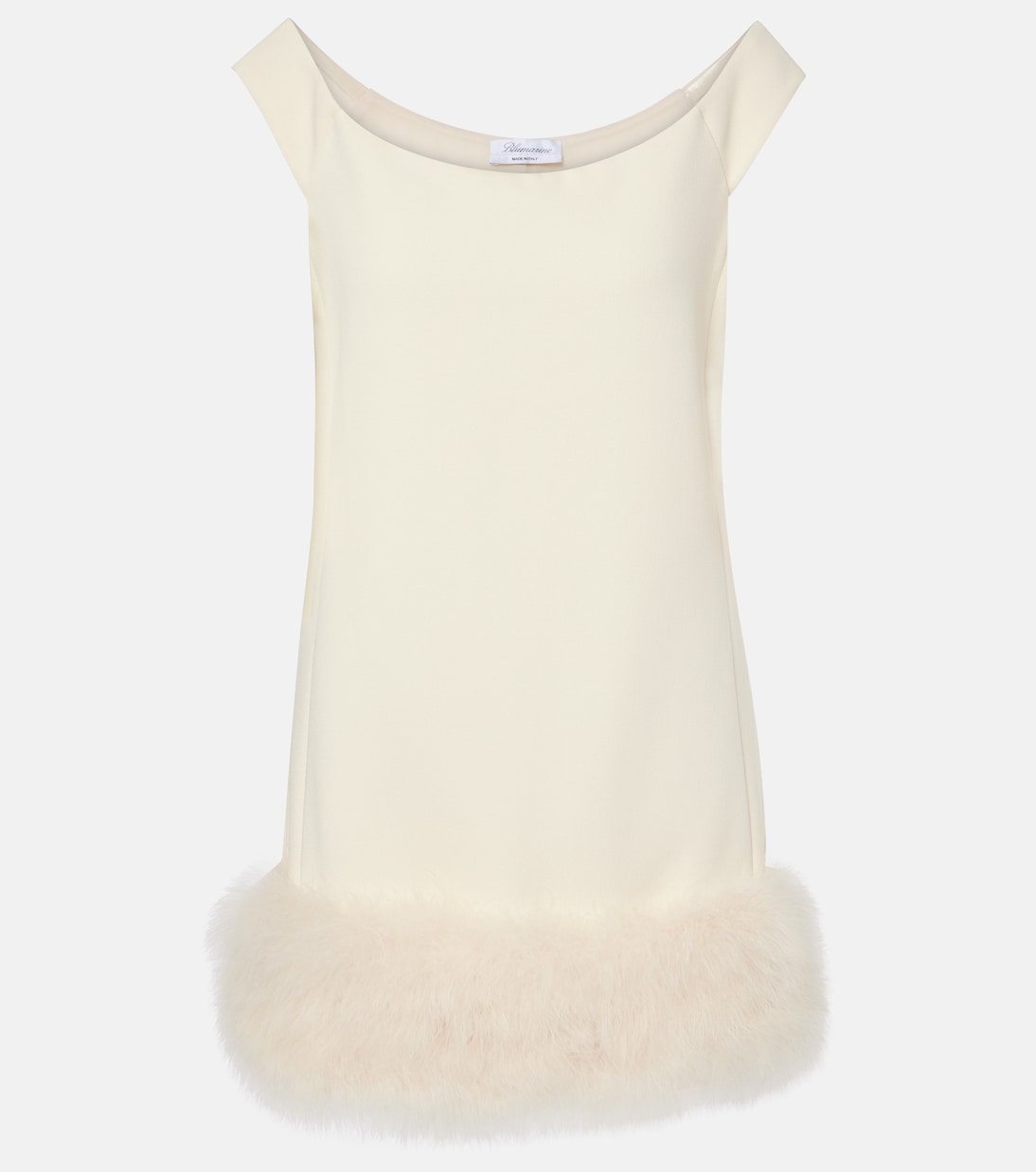 Vestido corto de crepé con plumas | Blumarine
