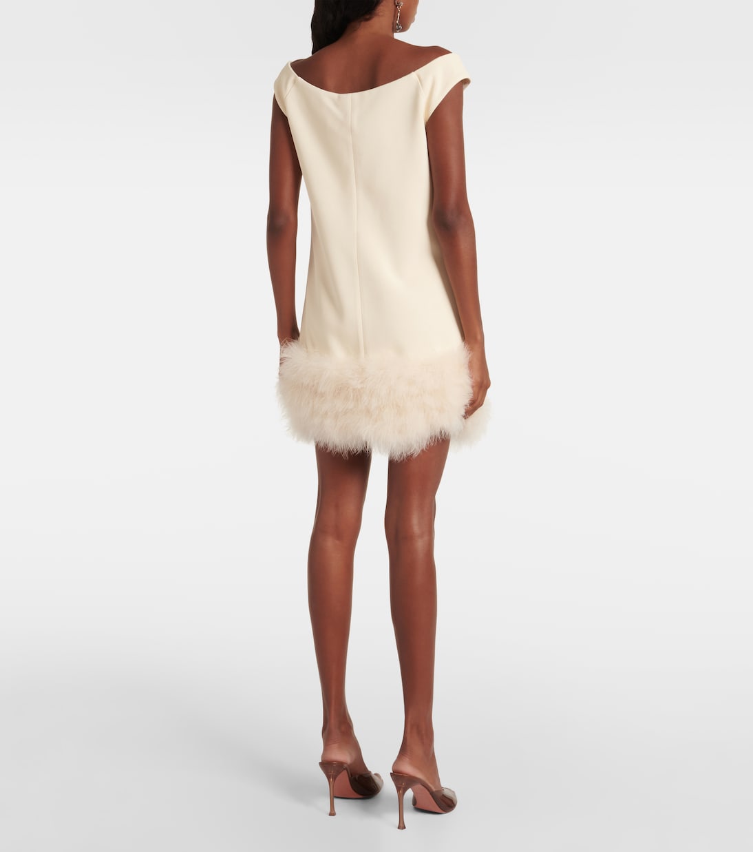 Vestido corto de crepé con plumas | Blumarine