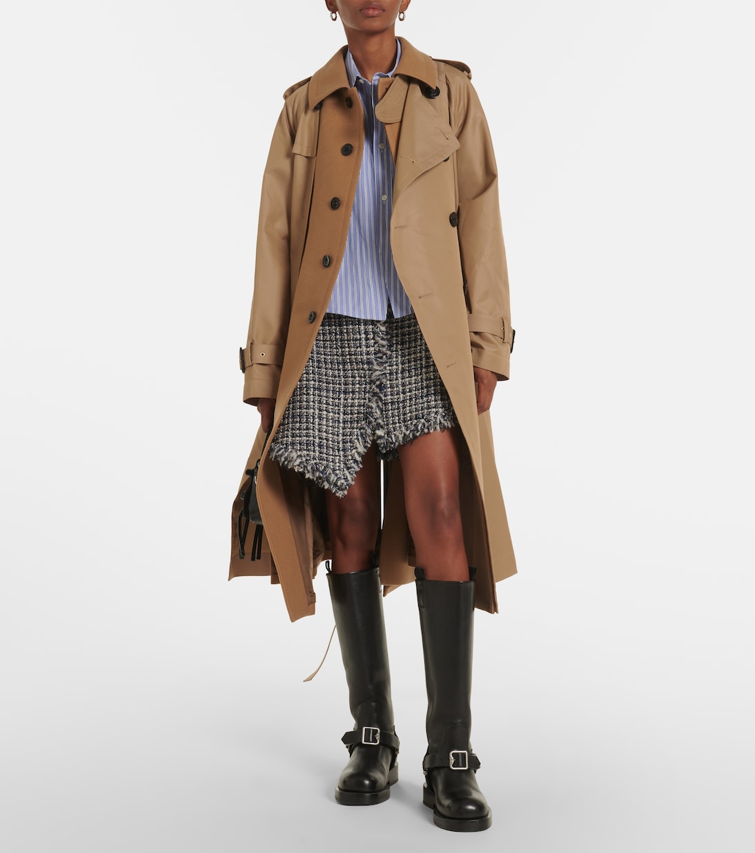 Mini-jupe en tweed de laine mélangée | Sacai