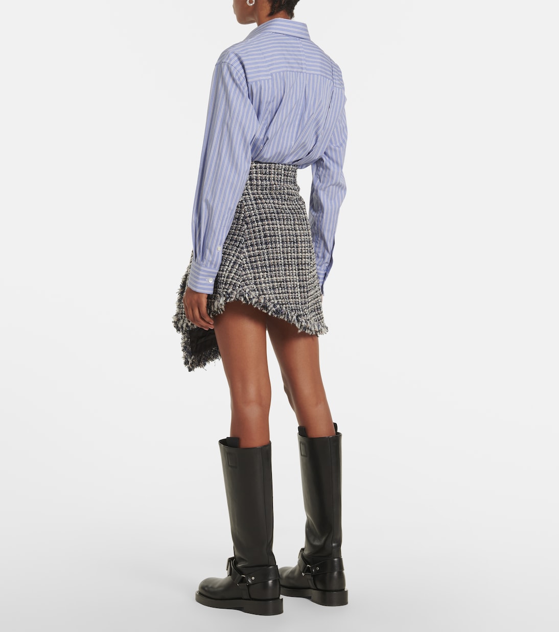 Mini-jupe en tweed de laine mélangée | Sacai
