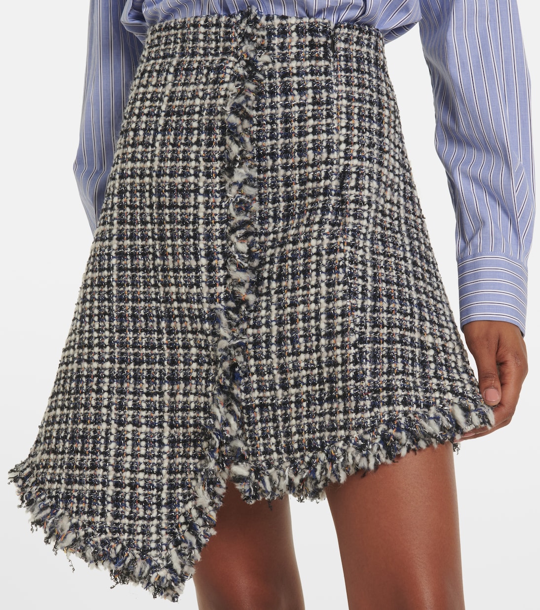 Mini-jupe en tweed de laine mélangée | Sacai