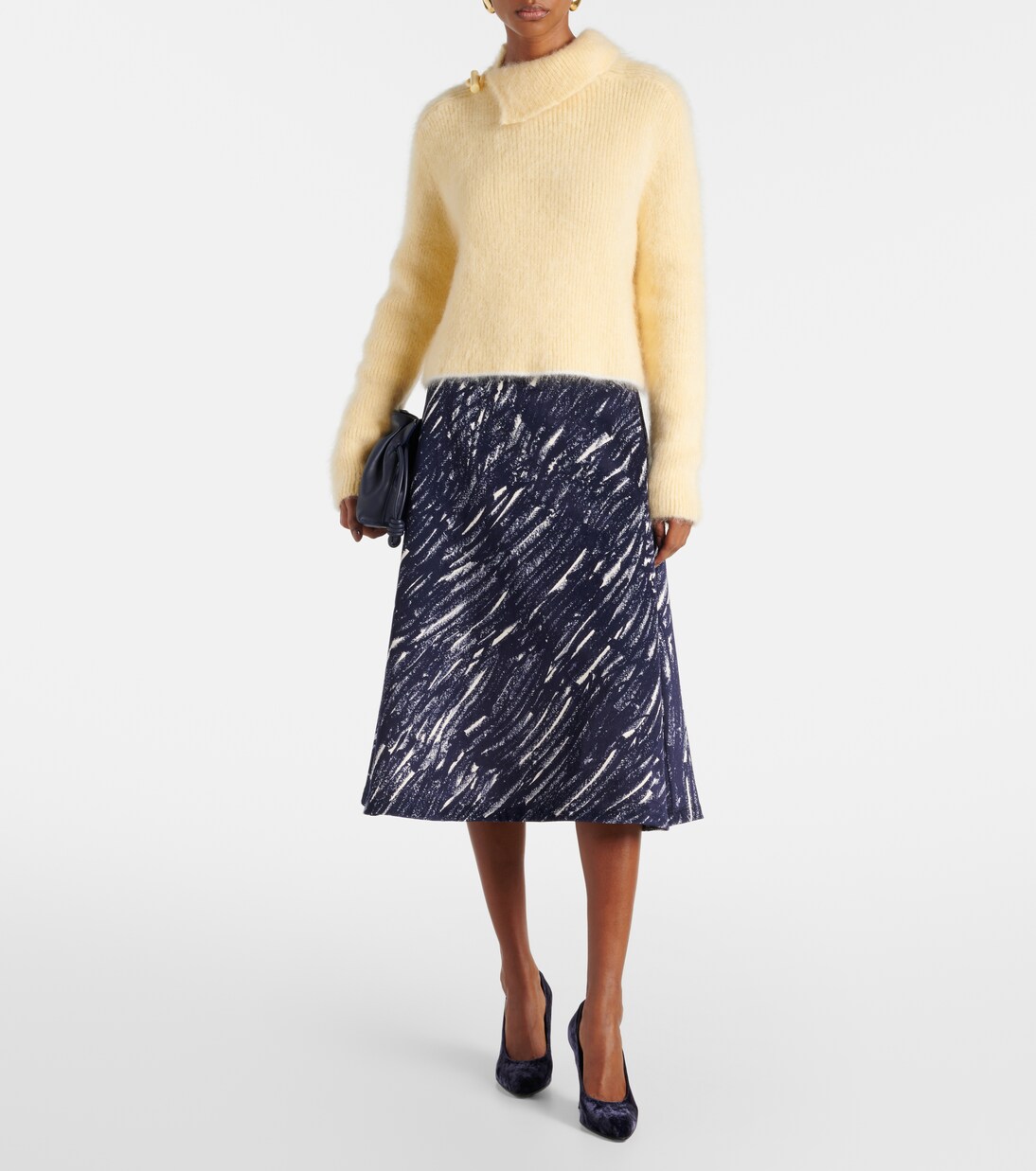 Falda midi de denim estampada | Marni