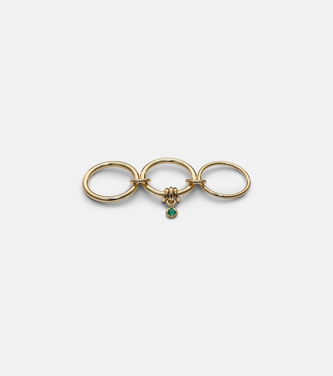 Piera 18kt gold linked rings with emerald | Spinelli Kilcollin