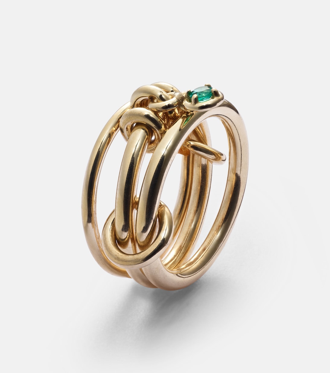 Piera 18kt gold linked rings with emerald | Spinelli Kilcollin