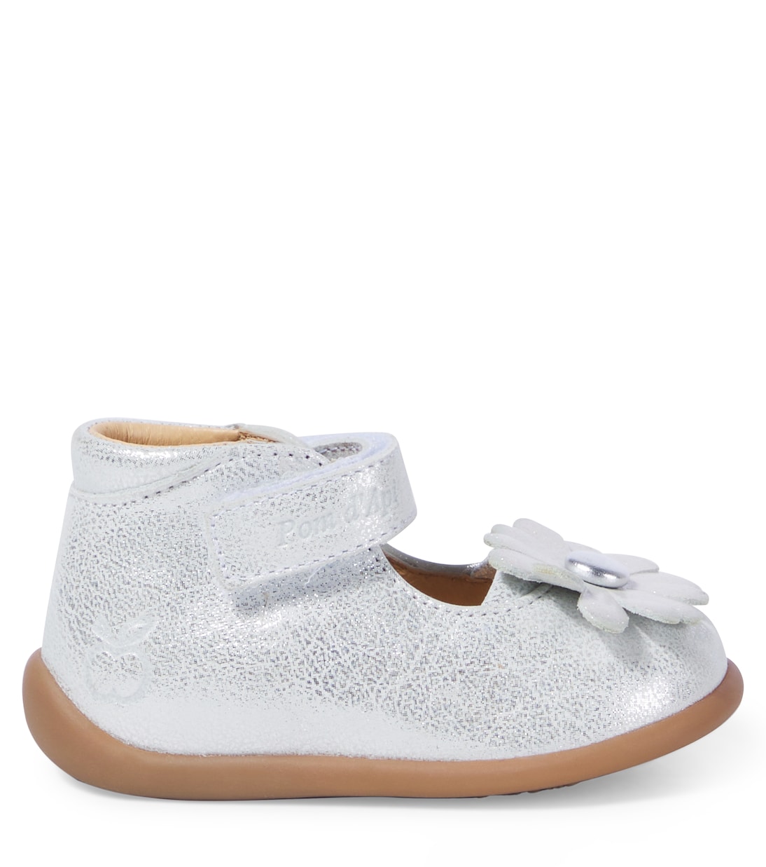 Baby Stand-Up Daisy metallic leather booties | Pom d'Api