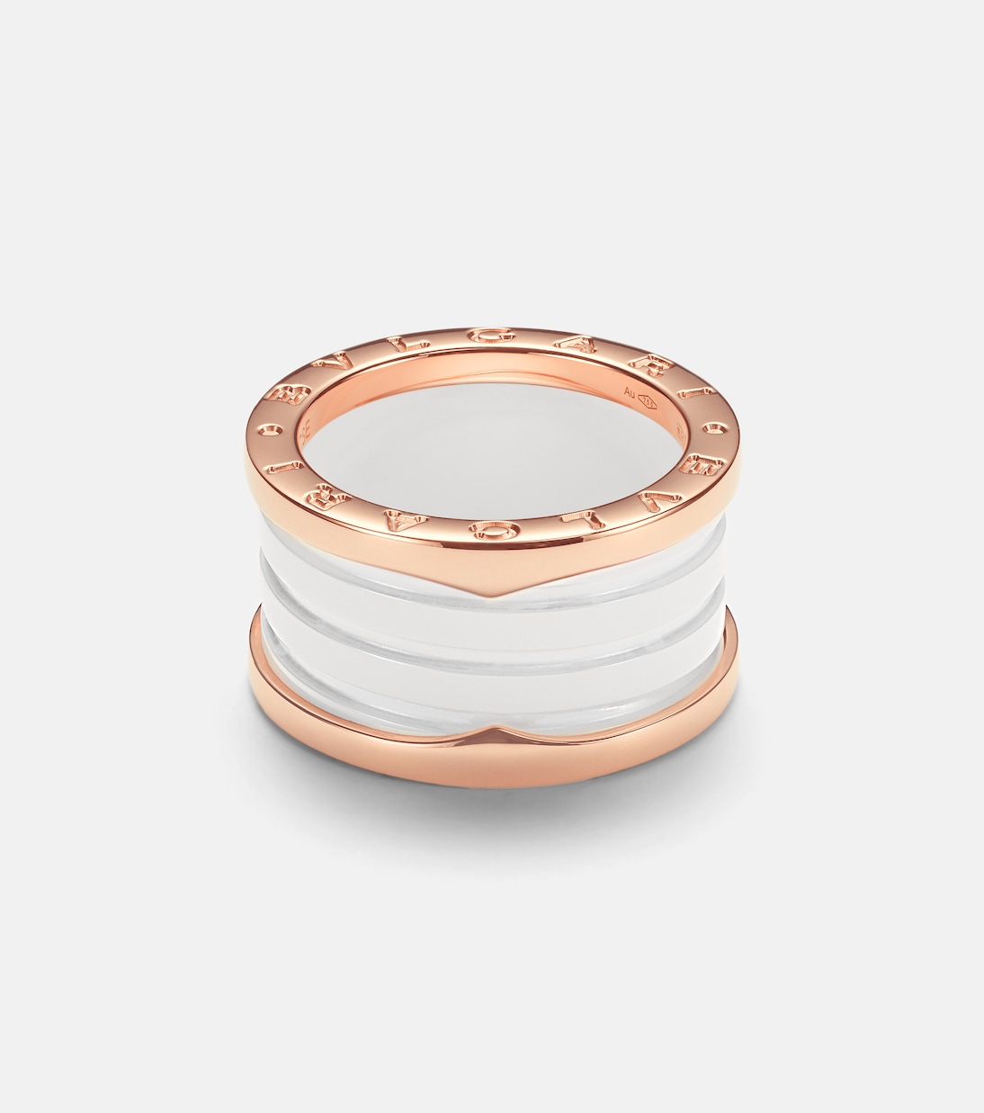 B.zero1 18kt rose gold and ceramic ring | Bvlgari