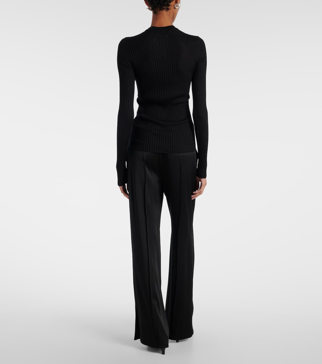 Pullover in maglia di seta a coste | Jil Sander