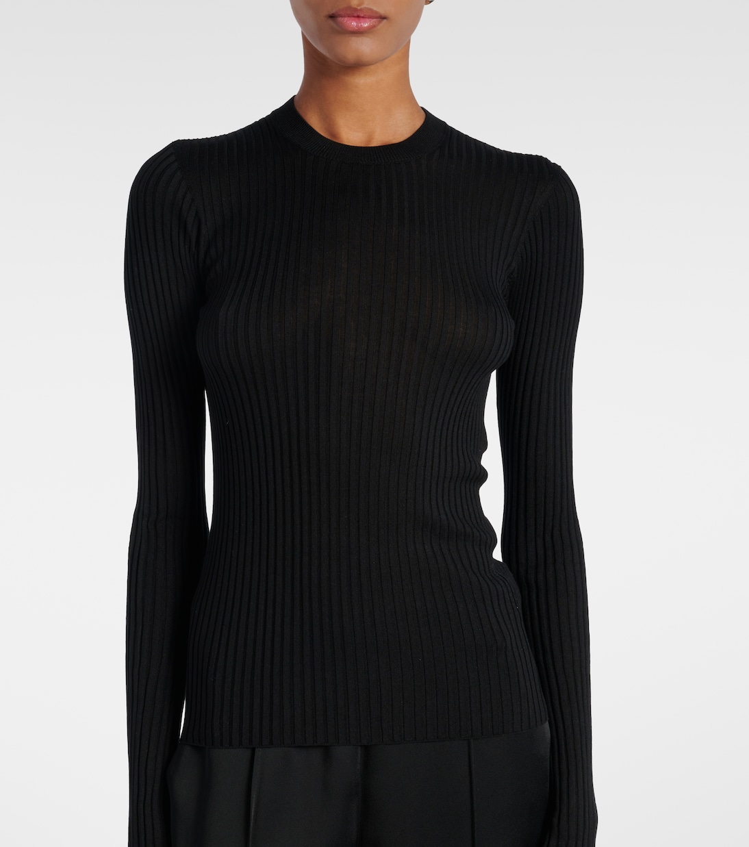 Pullover in maglia di seta a coste | Jil Sander