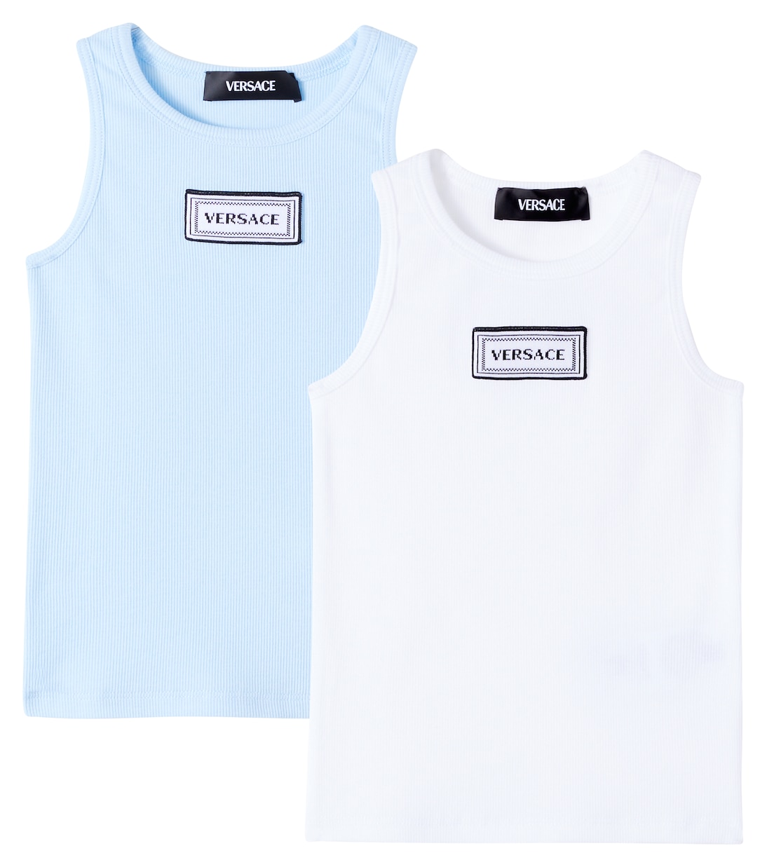 Set of 2 logo ribbed-knit tank tops | Versace Kids