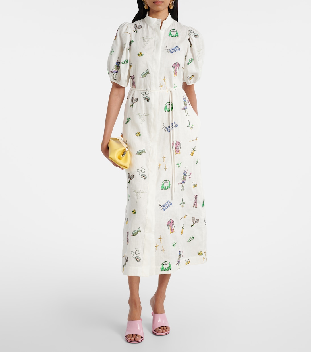 Robe chemise Play brodée en lin | Alémais