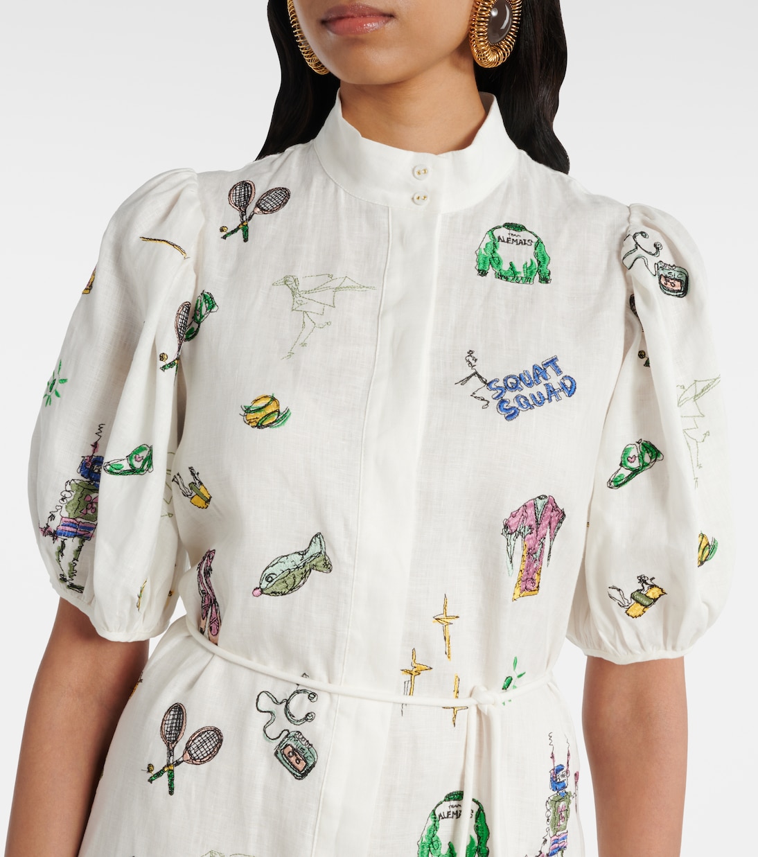 Robe chemise Play brodée en lin | Alémais
