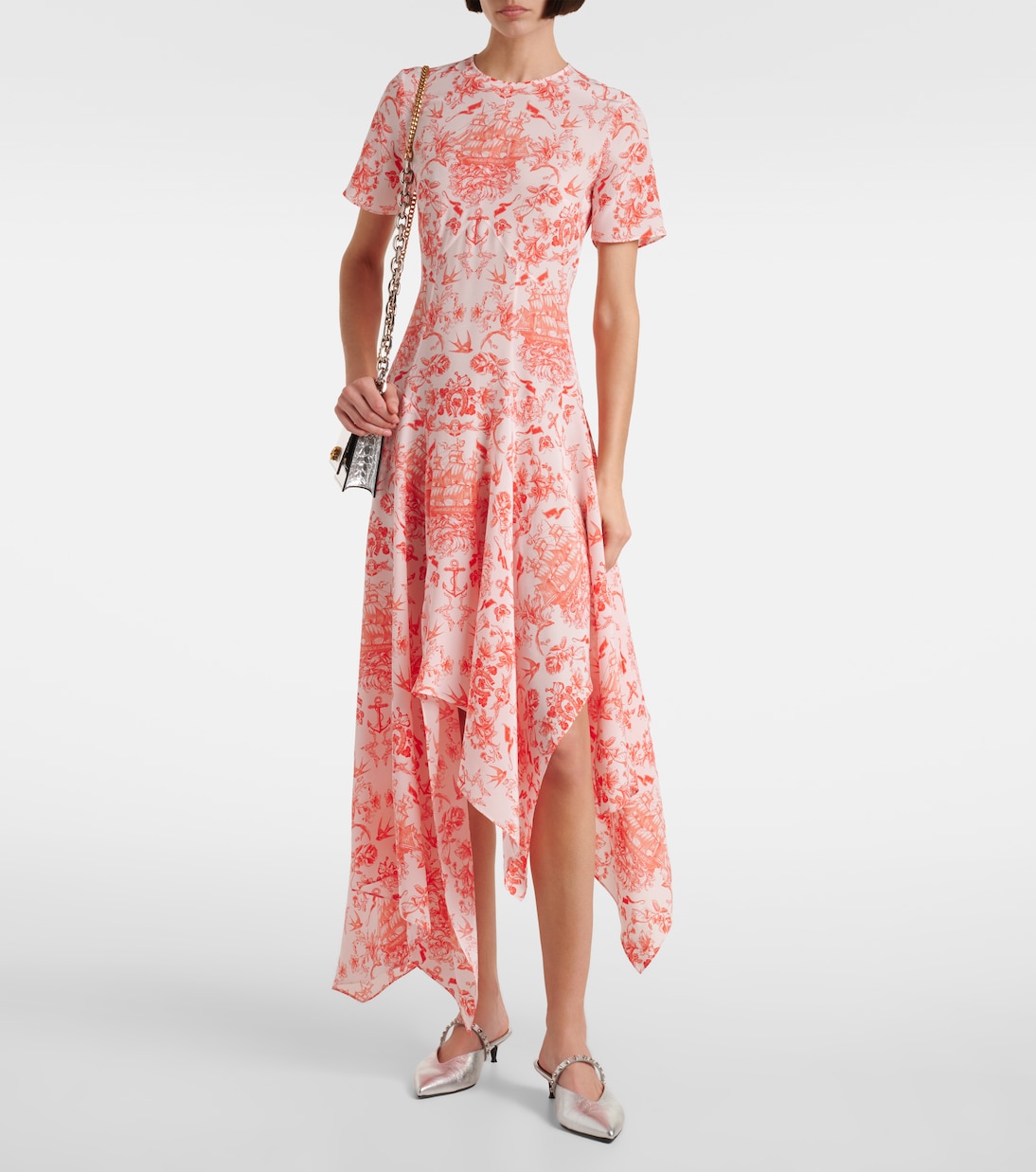 Printed silk crêpe midi dress | McQueen