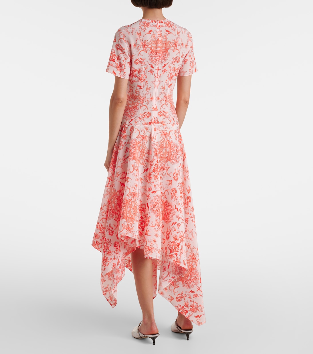 Printed silk crêpe midi dress | McQueen